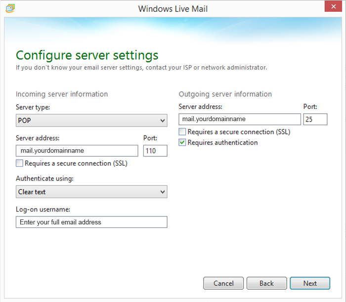 Configure Server Settings