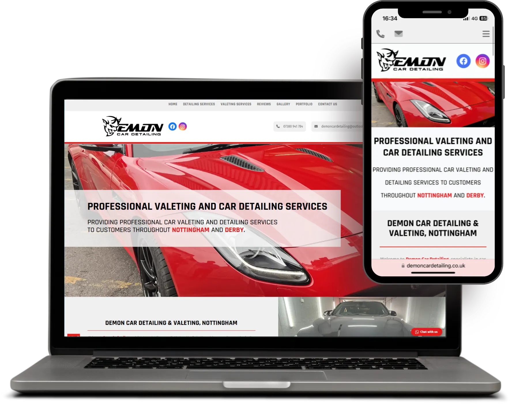 Screenshot of Demon Car Detailing's website